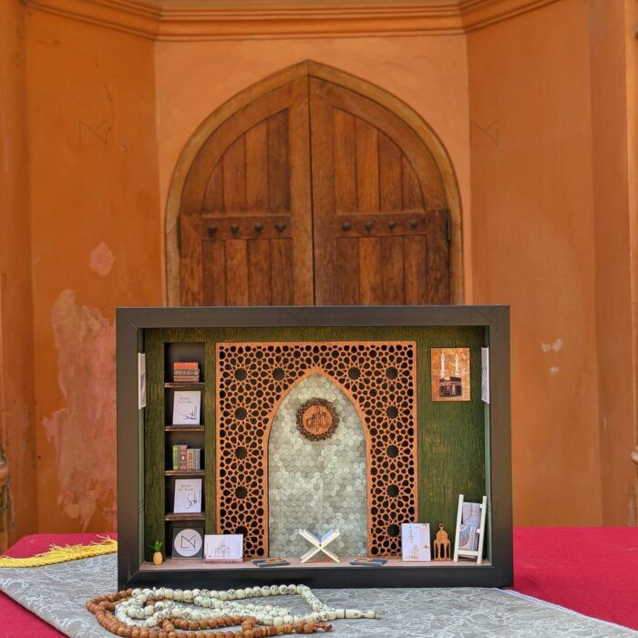islamic prayer room shadow box olive green